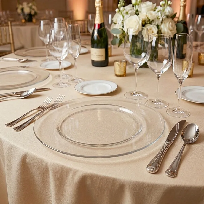 bajoplatos transparentes para bodas y eventos